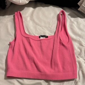 Zara Vibrant Pink Ribbed Crop Top